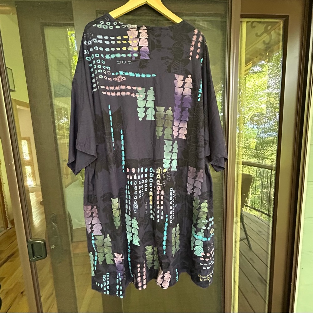 Blue Fish rare Art Tee EUC Jewel Tones 💎 Hand painted & Hand sewn in USA